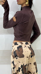 Maglia Crop Gillian Oblò Petto e Maniche a Guanto