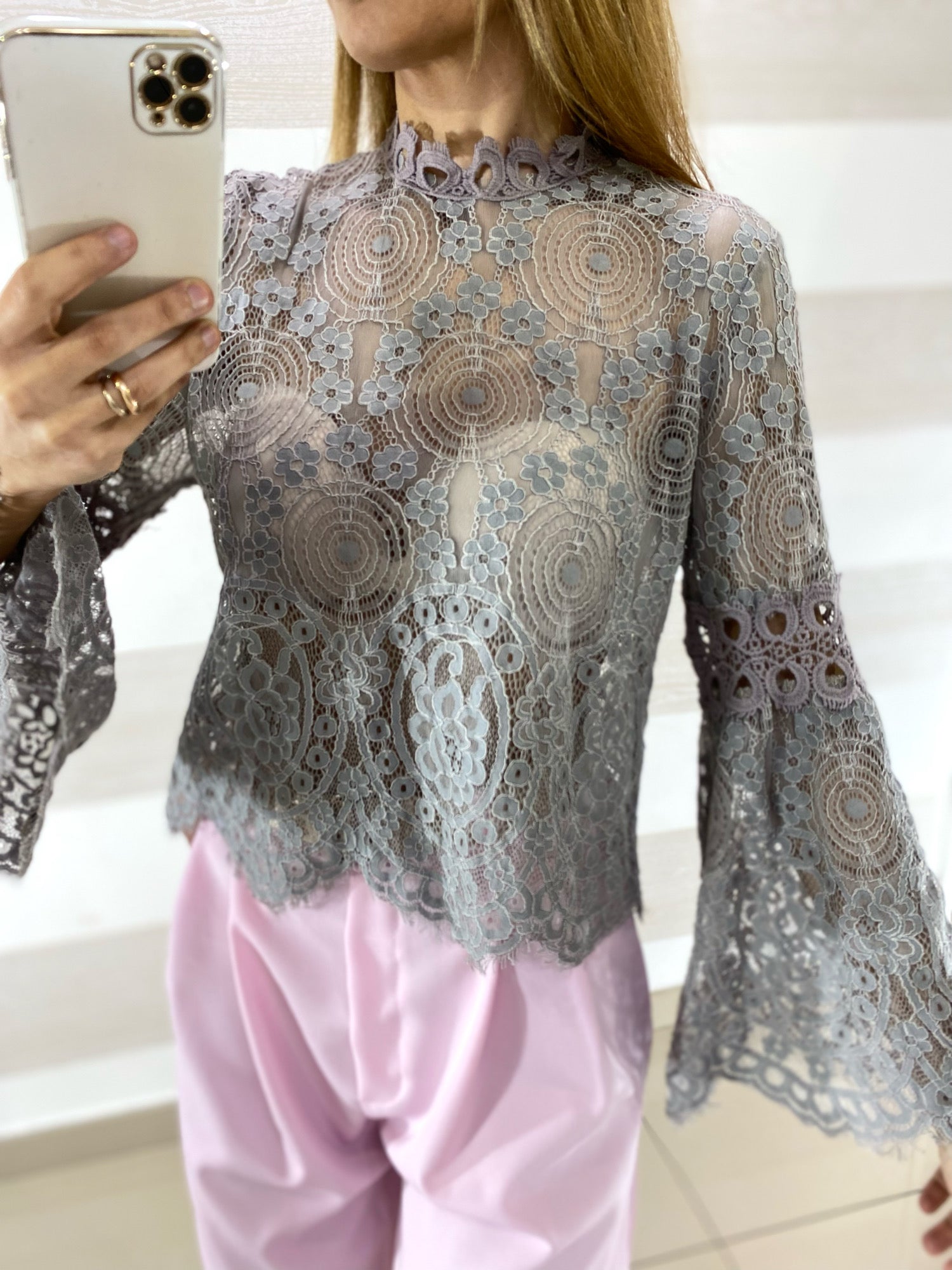 Maglia Elektra in Pizzo Maniche a Campana