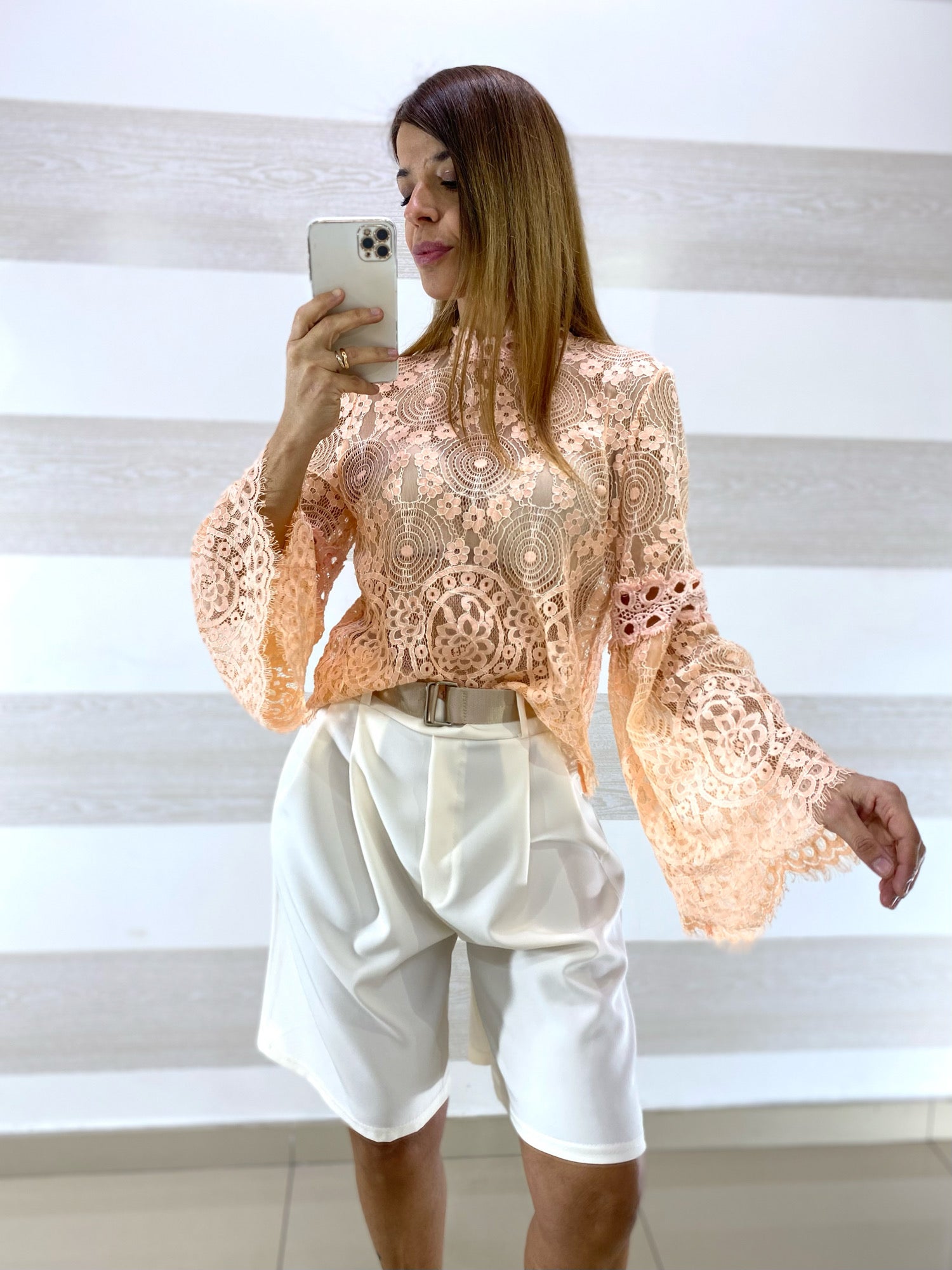 Maglia Elektra in Pizzo Maniche a Campana