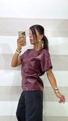 Maglia Famie Eco Pelle con Lavorazione Geometrica