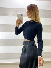 Maglia Heidi a Costine Modello Crop