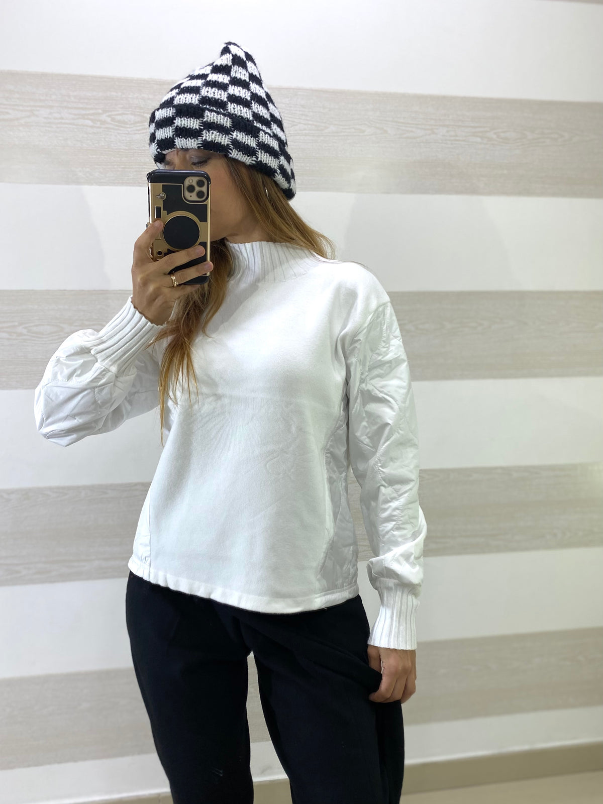 Maglia Hester con Maniche in tessuto Tecnico Trapuntato