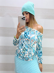 Maglia Ilean Scollo Asimmetrico Fantasia Astratta