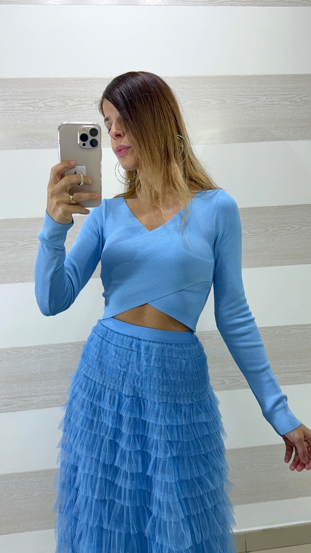 Maglia Kassy a Costine  Scollo a Incrocio