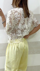 Maglia Lynsey1 in Tulle con Ricami Flowers e Foglie Stilizzate