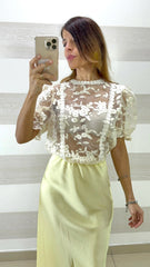 Maglia Lynsey in Tulle e Macramè con Ricami Floreali