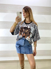 Maglia Nayade con Paillettes Tigre