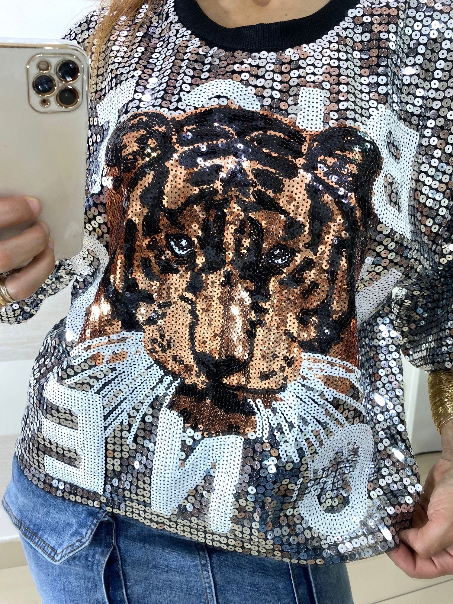 Maglia Nayade con Paillettes Tigre