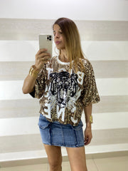 Maglia Nayade con Paillettes Tigre
