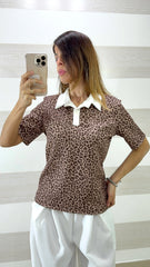 Maglia Rozanne Maculata con Colletto Bianco