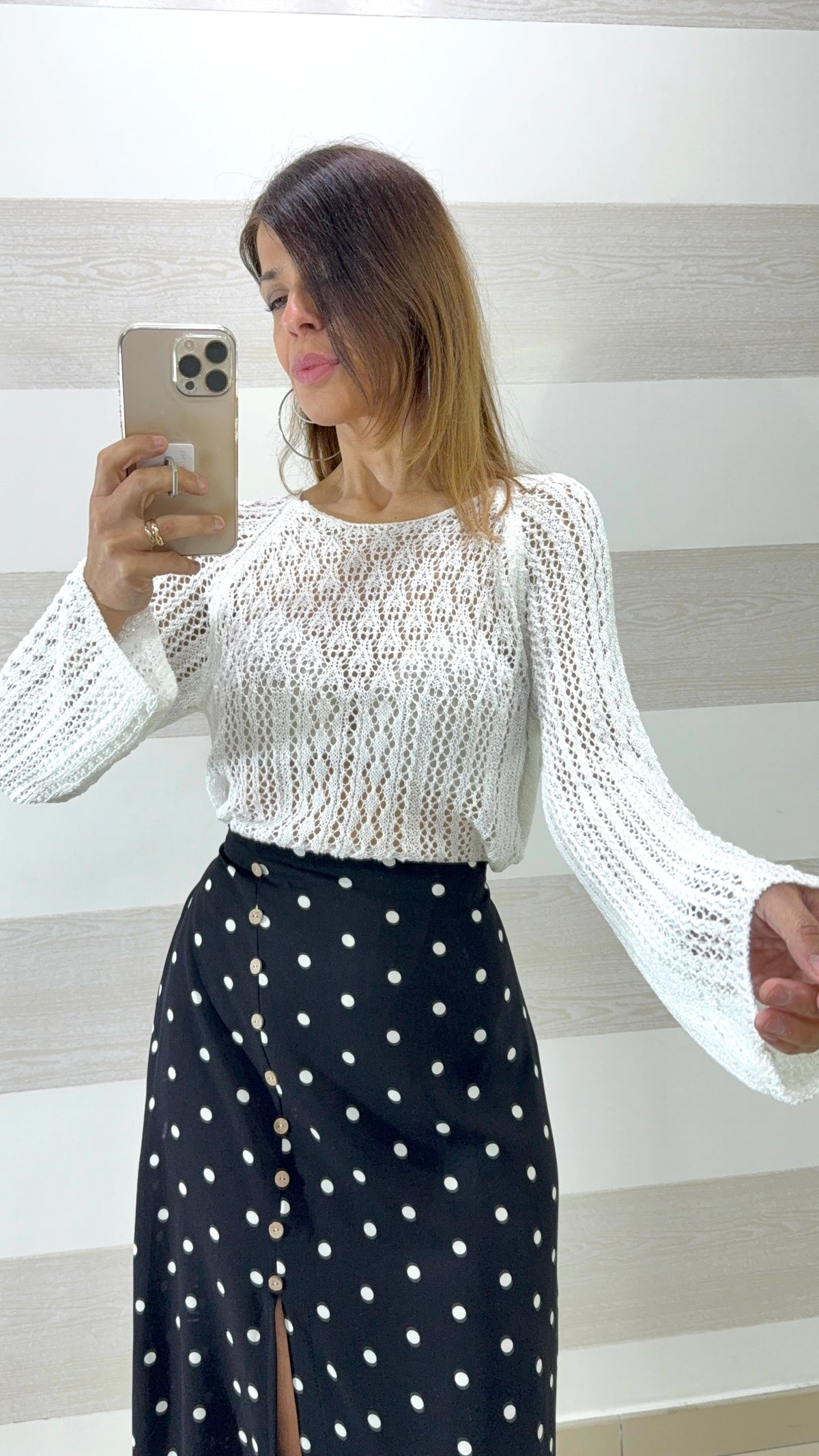 Maglia Sariah Traforata in Filo Manica Svasata