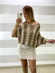 Maglia Sefora Crochet a Righe e Lurex Oro