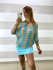 Maglia Sefora Crochet a Righe e Lurex Oro