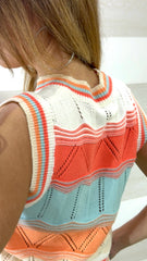 Maglia Smanicata Lorita in Filo Traforata