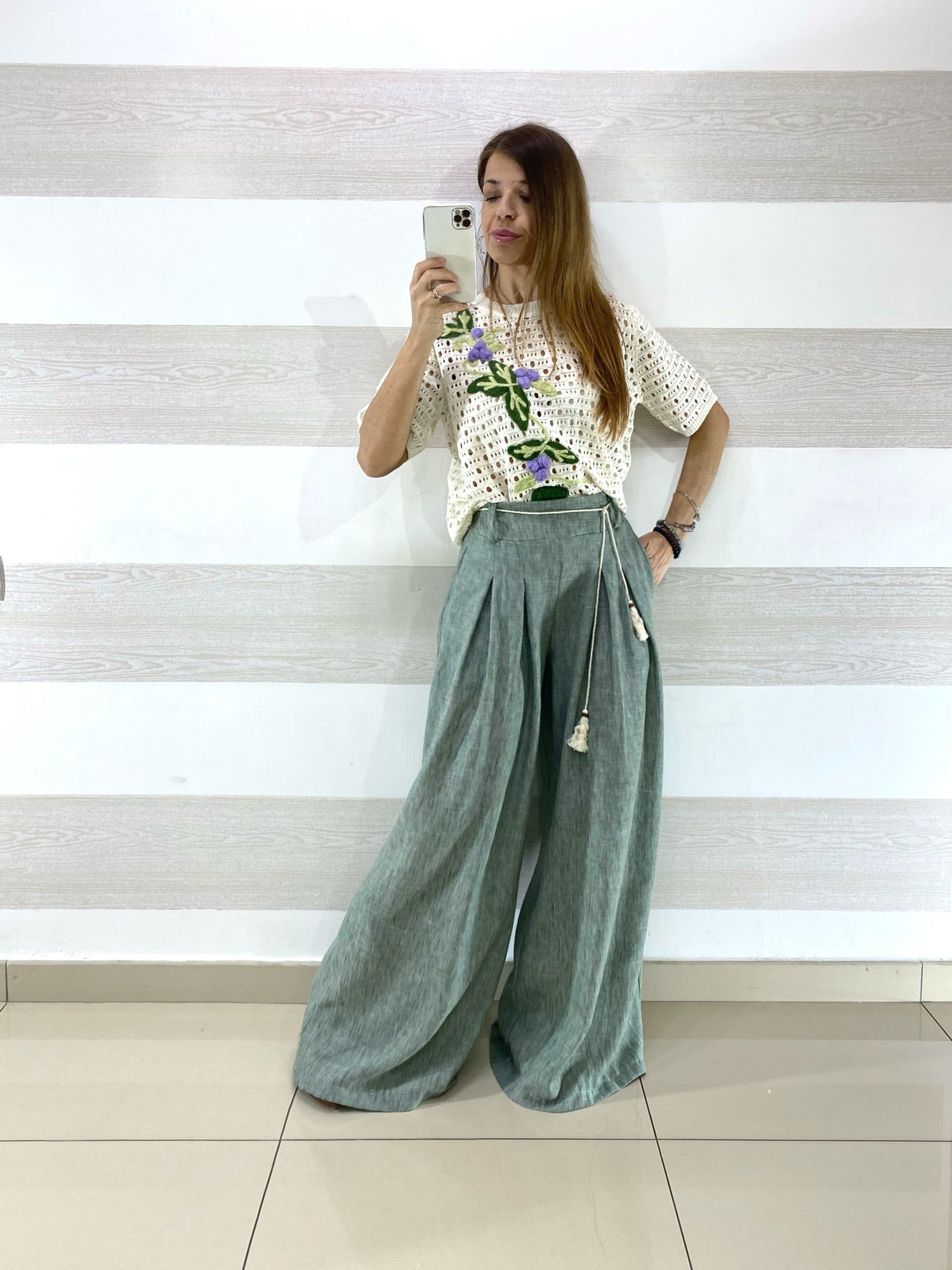Maglia Traforata Jolanda con Ricamo Fiori