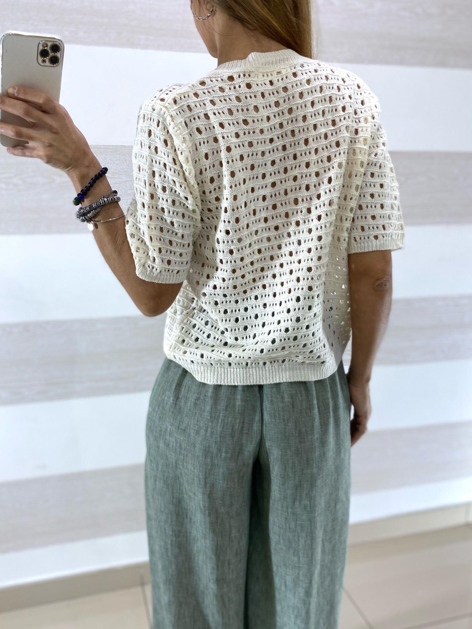 Maglia Traforata Jolanda con Ricamo Fiori