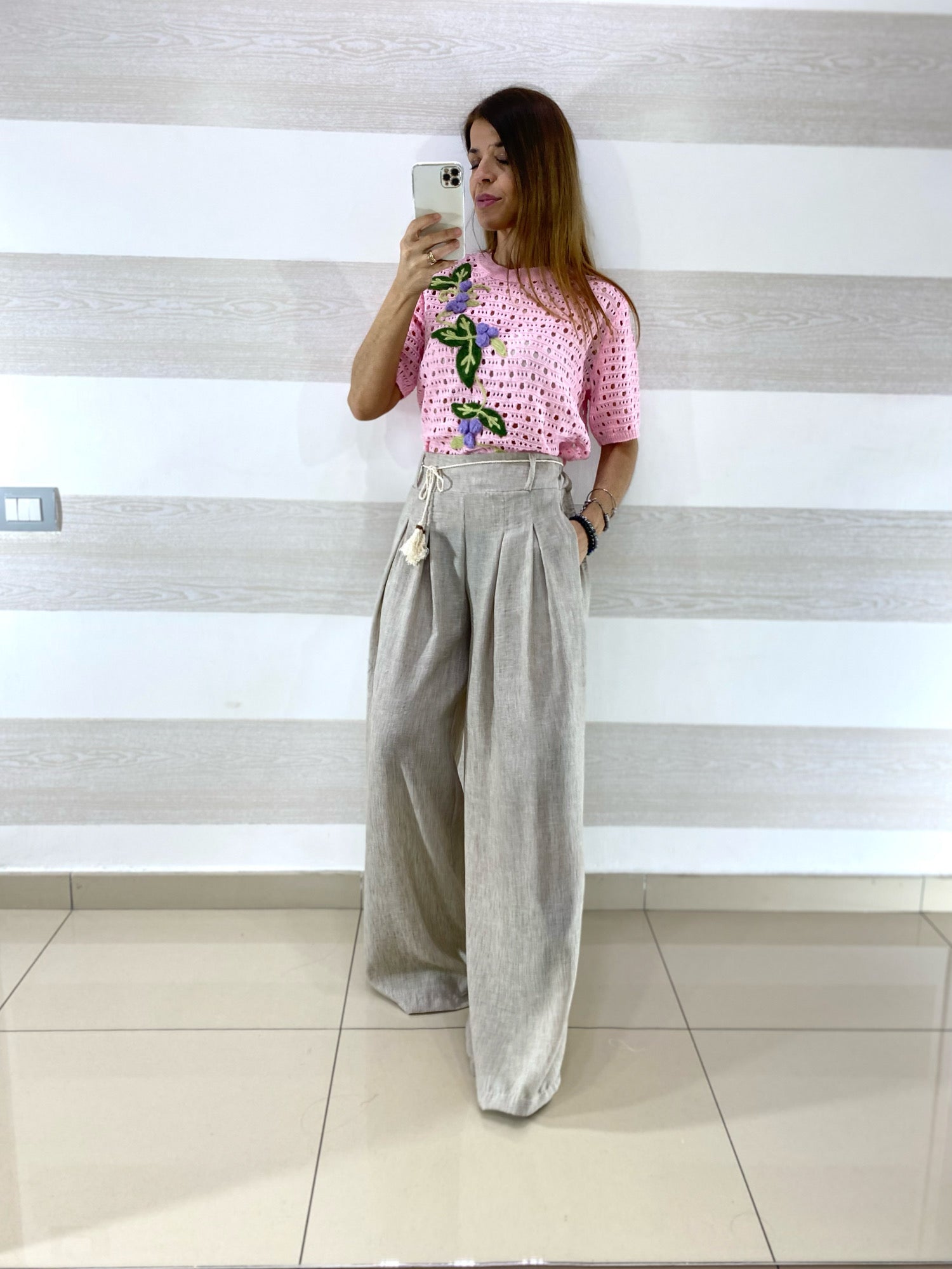 Maglia Traforata Jolanda con Ricamo Fiori