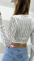 Maglia o Cardigan Nadia in Pizzo Manica a Guanto