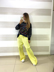 Maglioncino Albertina Rigato con PonPon