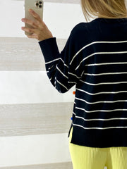 Maglioncino Albertina Rigato con PonPon