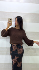 Maglione Crop Gemma Pull Maniche a Sbuffo
