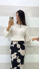 Maglione Crop Gemma Pull Maniche a Sbuffo