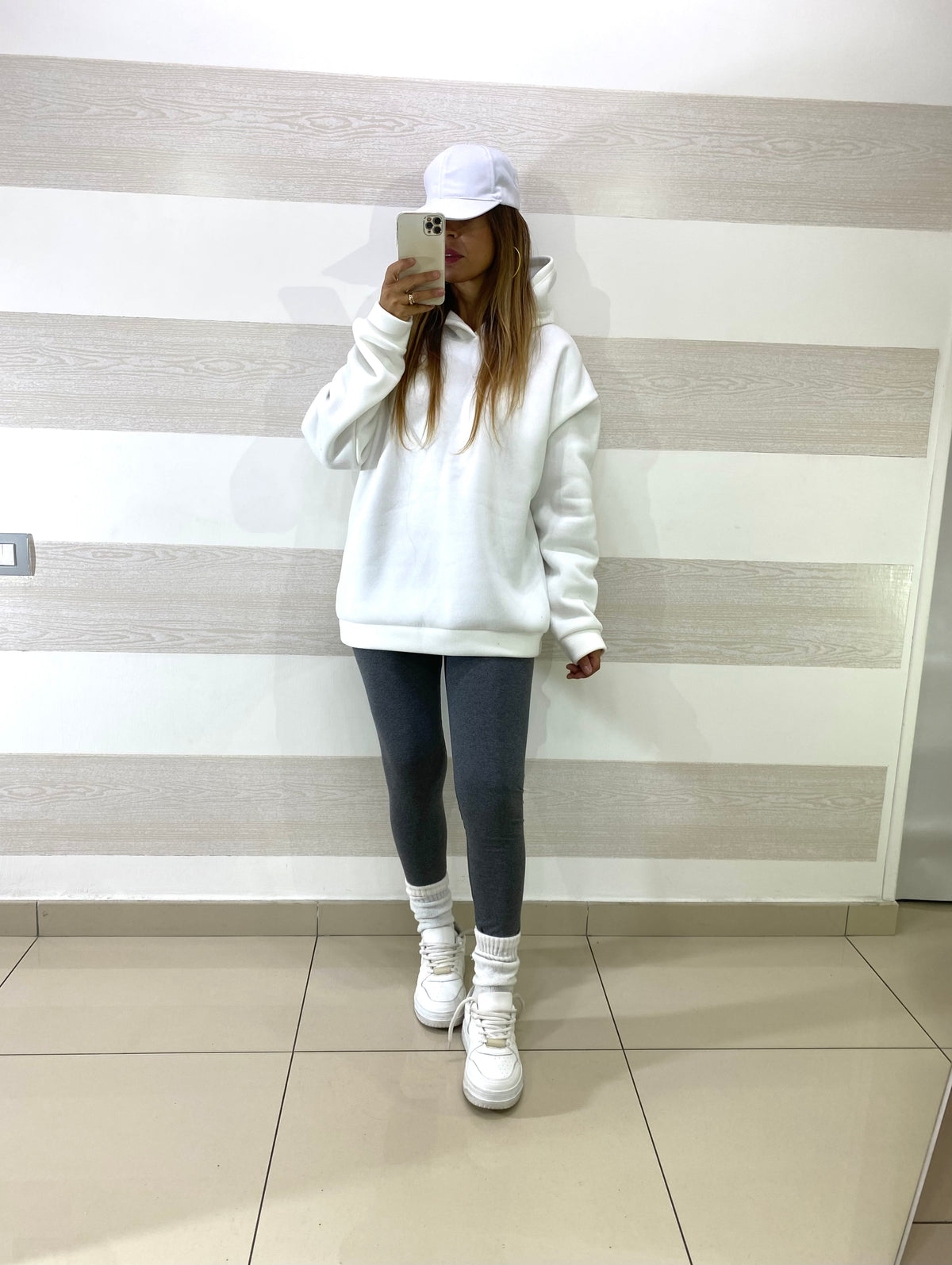 Maxi Felpa Adamina Garzata con Cappuccio