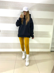 Maxi Felpa Adamina Garzata con Cappuccio