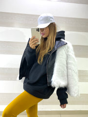 Maxi Felpa Adamina Garzata con Cappuccio