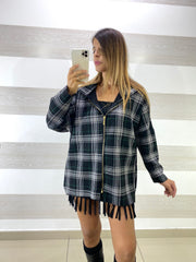 Maxi Felpa Pearl a Quadroni con Zip e Cappuccio