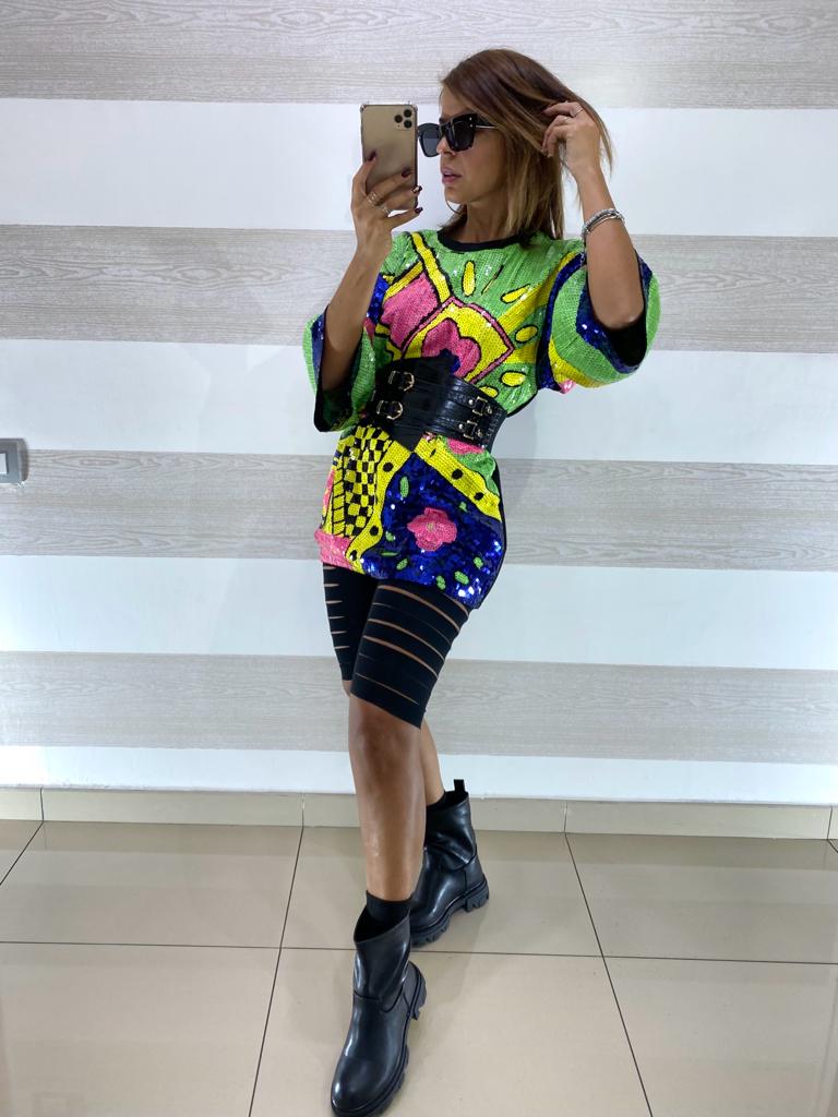 Mini Dress o Maxi Maglia Annika con Paillettes Multicolor
