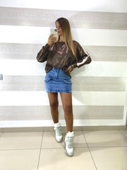 Mini Gonna Cargo Claudette in Jeans Elasticizzata