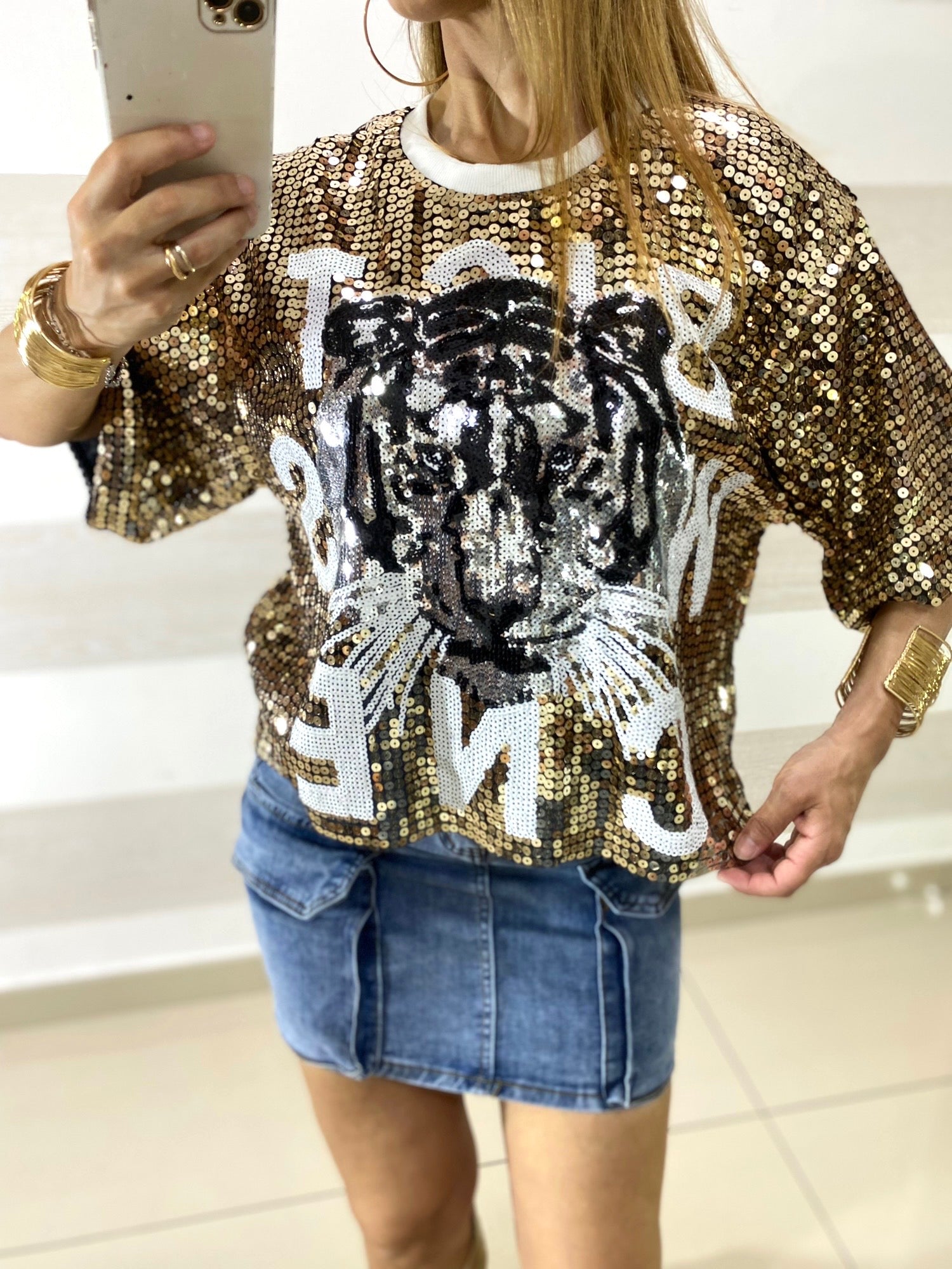 Mini Gonna Cargo Nillix in Jeans Elasticizzata