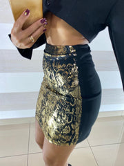 Mini Gonna Josslyn Nera Stampa Oro