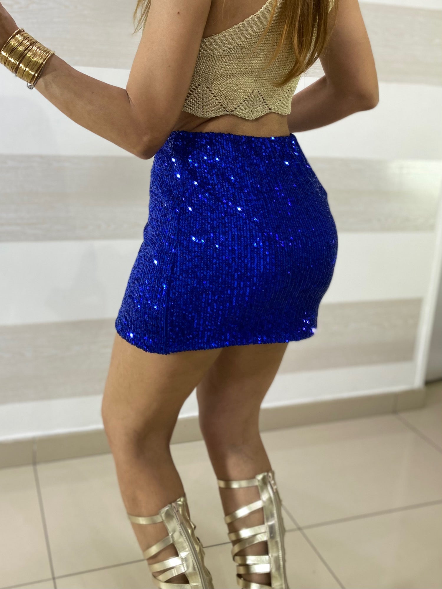 Mini Gonna Moira Elasticizzata in Paillettes
