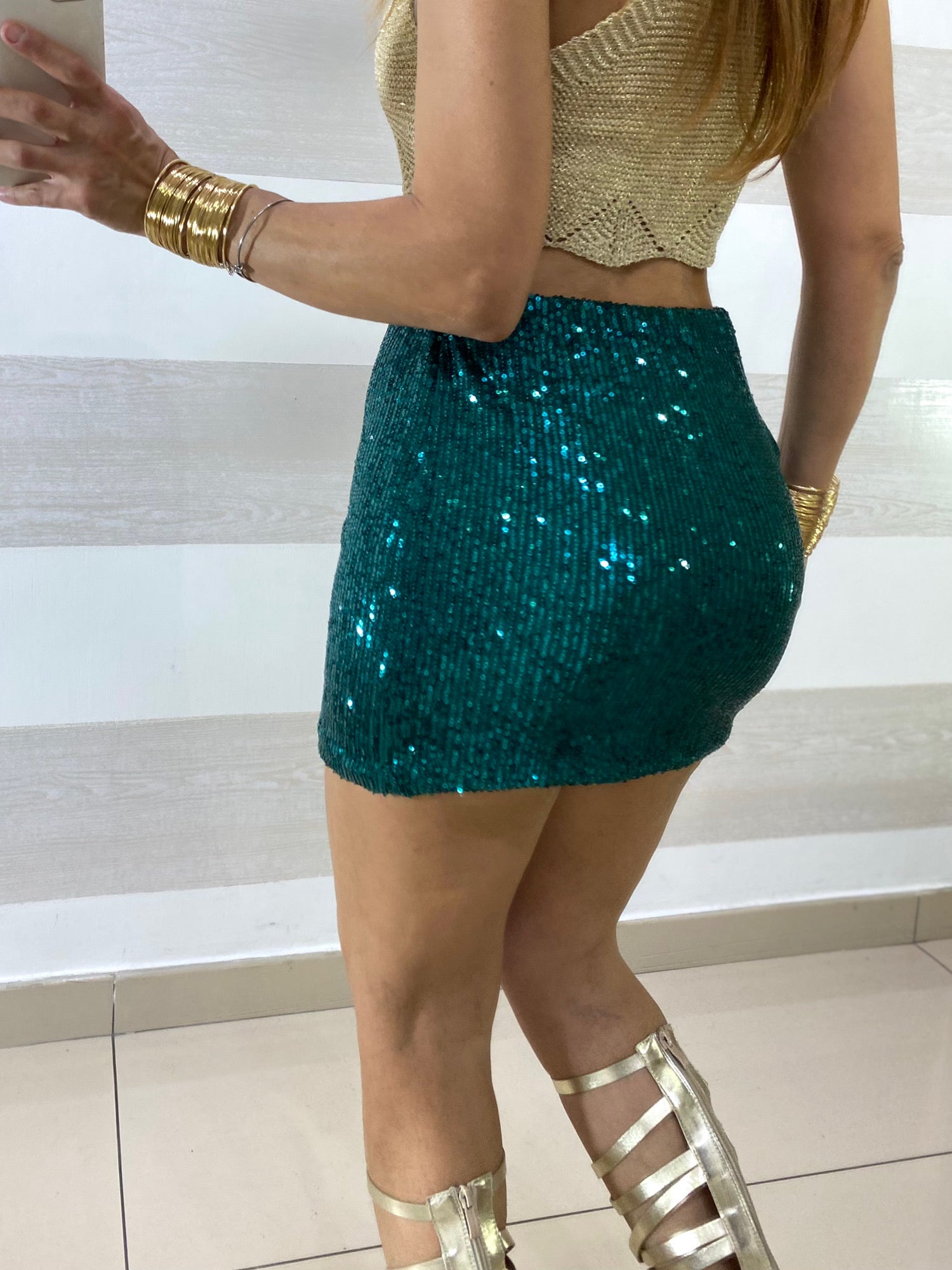 Mini Gonna Moira Elasticizzata in Paillettes