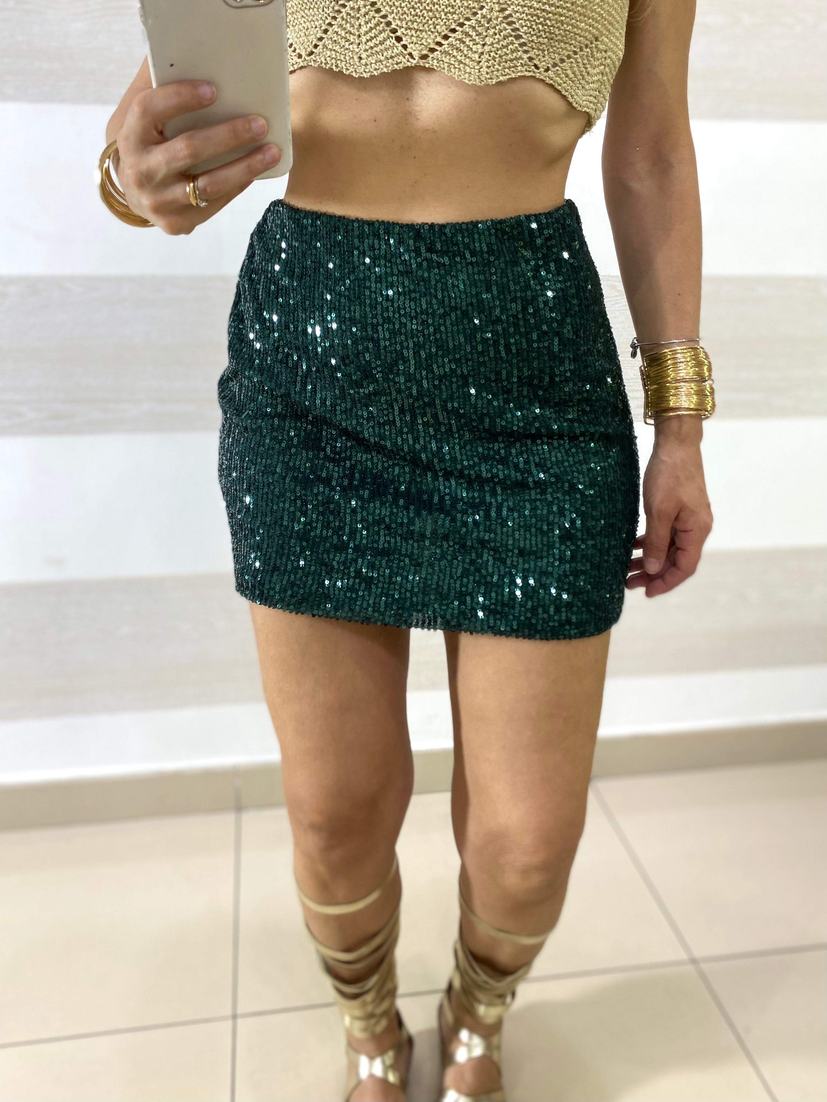 Mini Gonna Moira Elasticizzata in Paillettes