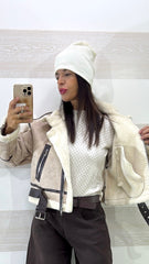 Montone Biker Jonette Eco camoscio e Pelliccia