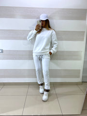 PantaTuta Alisha1 Bianco con Risvoltino Maculato