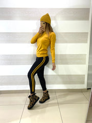 Pantaleggins Dalia in Lycra con Bande Laterali Gialle