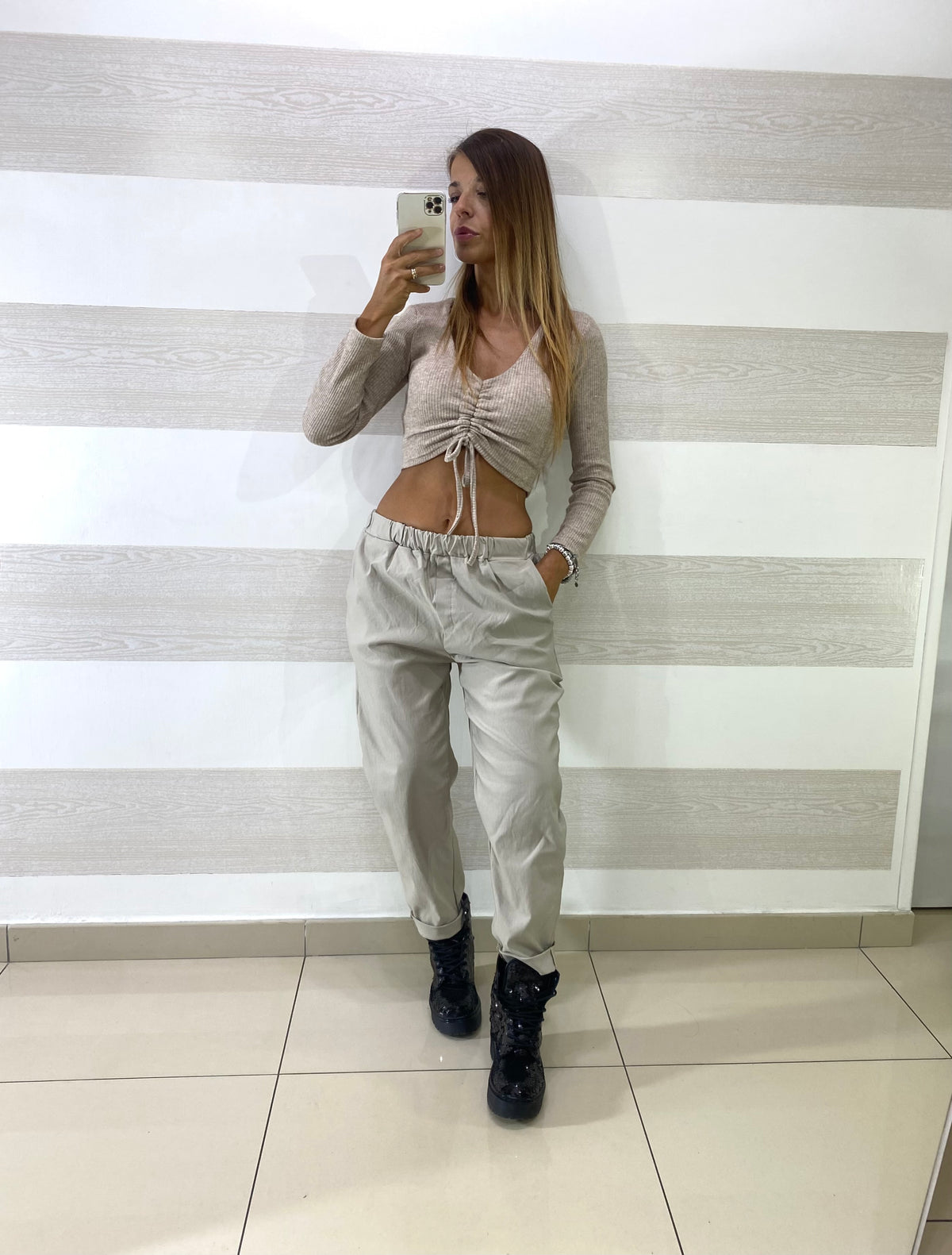 Pantaloni Lizzie Slouchy Elasticizzati