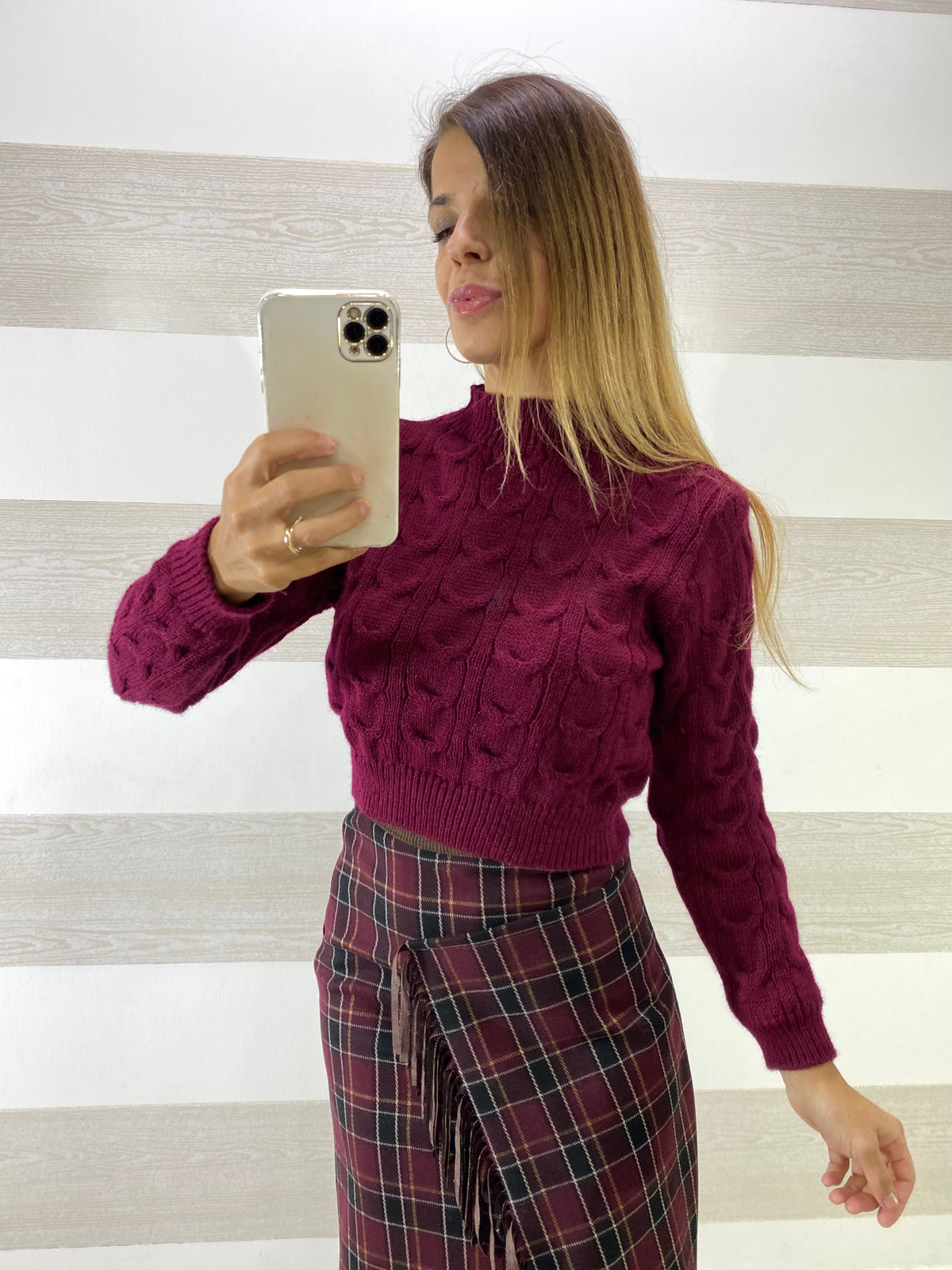 Pull Allison Tipo Lana Maglioncino Crop