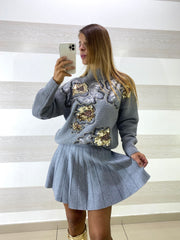 Pull Juana con Fiori in Paillettes e Ricami
