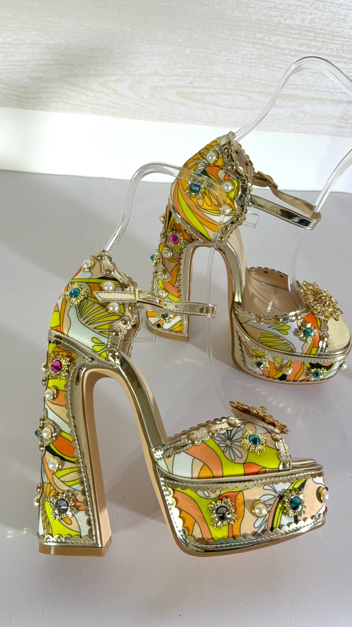 Sandali Leia Floreali con Cristalli e Perle