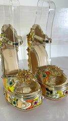 Sandali Leia Floreali con Cristalli e Perle