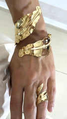 Set Ally Bracciale e Anello Foglia Stilizzata Oro