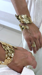 Set Ally Bracciale e Anello Foglia Stilizzata Oro