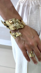 Set Ally Bracciale e Anello Foglia Stilizzata Oro