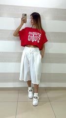 Shirt Crop Zavy con Maniche Imbottite e Spalline