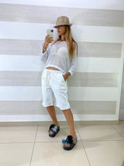 Shorts Vanessa Jeans Traforato con Micro Strappi